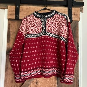 Vintage LLBean red Nortic Icelandic fair isle wool sweater